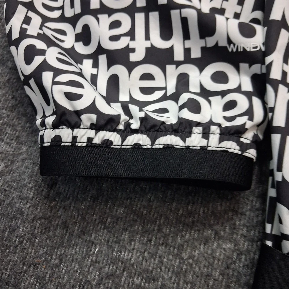 The North Face Mens Windwall Jacket Black White All Over Logo Print Large L